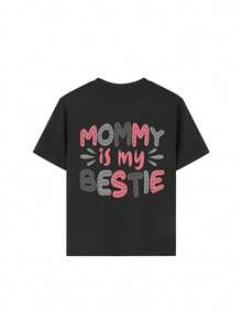 Tween Girls' Casual Funny Print Crew Neck Short Sleeve T-Shirt, Summer Tops - Black - View 3