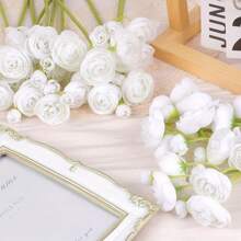 6 PCS Artificial Ranunculus Flowers, Faux Silky Mini Bouquets, Bulk Fake Wedding Filler Flowers For Centerpieces, Arrangements, Bridal Shower Decor, Polyester