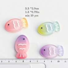 10pcs/Pack Mixed Cartoon Gradient Striped Fish Themed Flat Back Decals, DIY Crafts Stickers For Earrings, Hair Accessories, Wedding Decoration