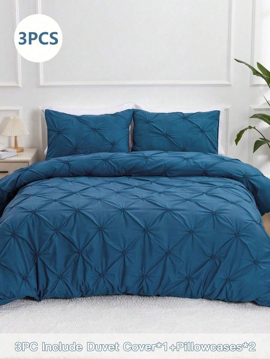 Bộ chăn ga gối đệm cỡ lớn họa tiết hoa chấm bi dễ thương 3 món/bộ, bao gồm (1 vỏ chăn có khóa kéo + 2 vỏ gối không có ruột), phù hợp cho phòng ngủ & ký túc xá
