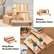 3pcs Wooden Display Shelf, Vintage Home Decor Storage Rack, No Electricity Needed, Ideal For Valentine'S & Mother'S Day Gifts - Yellow - View 4