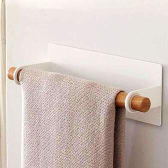 1pc Iron Wall-Mounted Towel Bar, No Drill Required Towel Rack For Kitchen Cloth Hanger