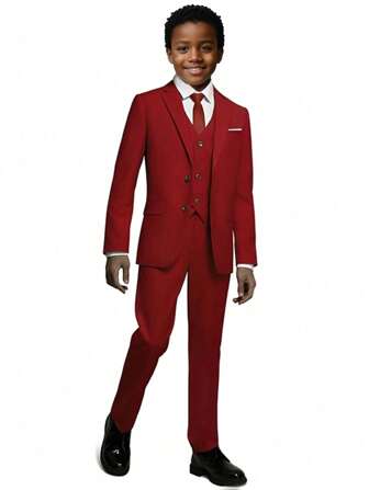 Completo da ragazzo pre-adolescente, completo slim fit da ragazzo a 2 pezzi, blazer, pantaloni, cravatta, fiocco