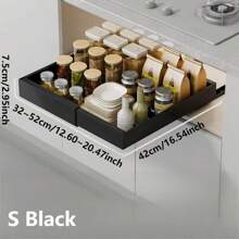1pc Pull Out Shelf Rack, Kitchen Cabinet Under Sink Adjustable Spice Jars Drawer Basket Organizer, Kitchen Storage Utensils, Room Decoration, Suitable For Kitchen, Restaurant, Party, Camping, Outdoor, Gathering, Gift For Friends, Family Gift