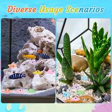 Set de 50 piezas de estatuillas en miniatura de raya amarilla, decoración de peces raya en miniatura para macetas, paisaje de acuario, juguetes de animales marinos, decoración de jardín de casas de muñecas manualidades DIY (6 colores) - Rayo luminoso - Ver 6
