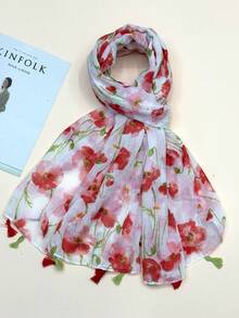 Women's Simple Printed Scarf, Fashionable New Scarf, Spring/Summer Sunscreen Beach Shawl, Linen Feel Shawl For Women - Multicolor - View 2