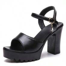 Women's Heeled Sandals - Black - View 6