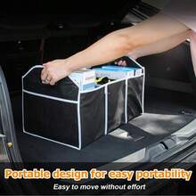 1 Stück Auto Kofferraum Organizer, zusammenklappbarer Auto Aufbewahrungsbehälter mit drei Fächern, wasserdichter Einkaufsorganisator aus Oxfordpolyester für Autos, SUVs, LKWs, (Zufällige Farbe und Stil) - Verschiedenfarbig - Übersicht 3