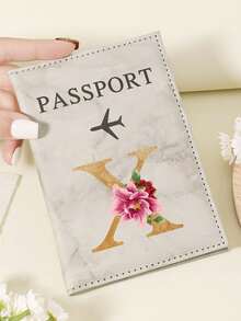 1 件 A-Z 26 个字母时尚字母印花时尚勃艮第护照套，优质 PU 皮革护照钱包，带多卡位，可存放信用卡、登机牌和身份证，紧凑便携的旅行必备收纳包，适合男女 - 粉色 - 查看 50