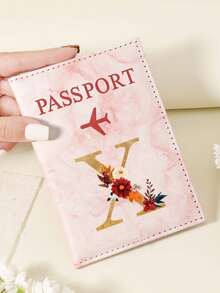 1pc A-Z 26 Letters Fashionable Letter Print Stylish Burgundy Passport Cover, Premium PU Leather Passport Wallet With Multi-Card Pockets For Credit Cards, Boarding Passes, And IDs, Compact And Portable Travel Essentials Organizer For Women, Men Graduation - Pink - View 118