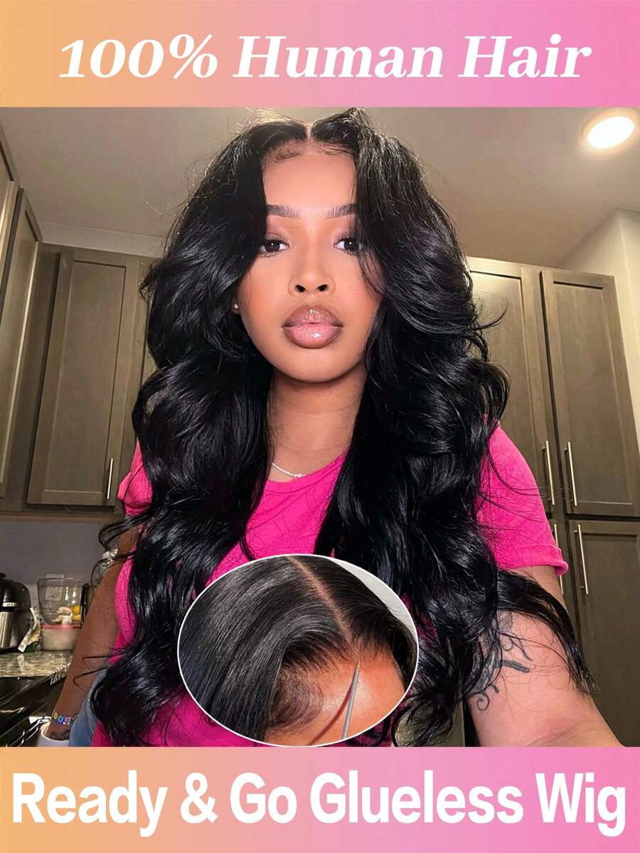bling hair Ready To Wear 5x5 9x6 6x4 Human Hair Wigs Without Glue, Pre Plucked, Pre Cut, 180% Density, 4x4 13x4 13x6 Transparent Wavy Lace Front Wig, Human Hair With Baby Hair For Women, Bleached Knots - màu đen - Xem 1