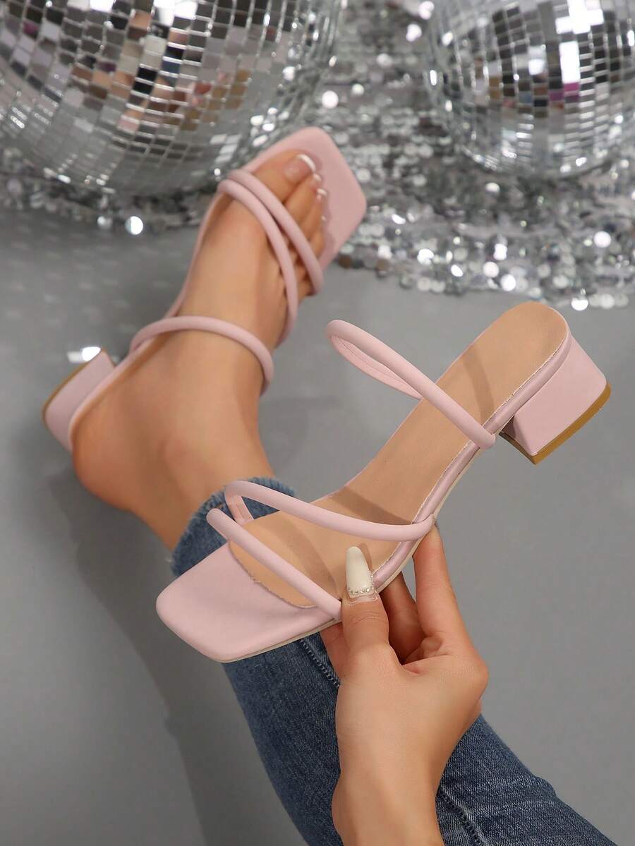 拖鞋女夏季新款时尚百搭细跟复古法式独特高跟鞋