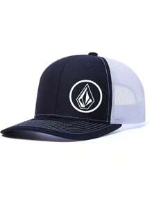 1pc Minimalist Symbol Slightly Curved Printed Baseball Cap, Unisex Outdoor Sports Racing Cap, American Trucker Cap, Fashionable