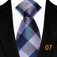 GOADAFOO 时尚 8CM 男士领带紫色条纹花卉格子圆点领带男士新郎提花编织领带适合商务婚礼派对