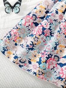 Set de rochii de top tricotat cu curea de umăr cu imprimeu floral și fustă cu imprimeu floral, vară - Multicolor - Vizualizare 6