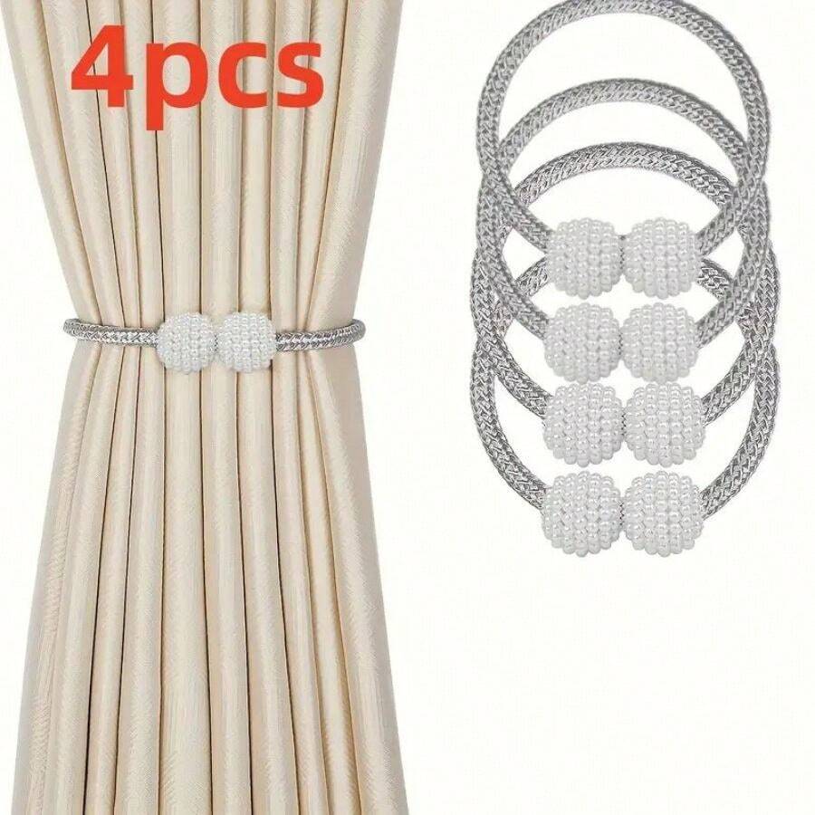 4pcs Decorative Curtain Tiebacks Magnetic Curtain Holdbacks Home Decor