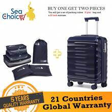 Sea Choice Hand Luggage 55x40x21 Suitcase 20 Inch ABS Hard Shell Travel Trolley With Brake Caster TSA Lock YKK Zipper 8 Spinner Wheels With Packing Cubes 6 Pcs - Navy Blue - View 2