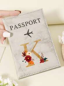 1pc A-Z 26 Letters Fashionable Letter Print Stylish Burgundy Passport Cover, Premium PU Leather Passport Wallet With Multi-Card Pockets For Credit Cards, Boarding Passes, And IDs, Compact And Portable Travel Essentials Organizer For Women, Men Graduation - Pink - View 101