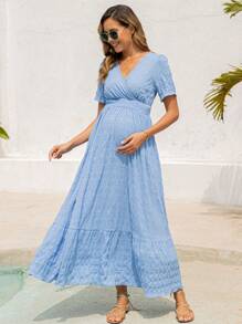 weisilong Maternity Women Summer & Spring High Waist Pregnant Ruffle Tiered Pregnant Dress For Baby Shower