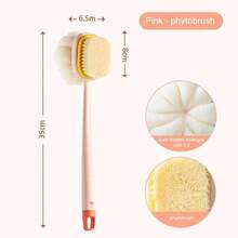1Pc Cepillo de Baño de Esponja Rosa de Pelo Largo y Suave, Cepillo de Ducha de Doble Cara, Exfoliante para la Espalda - Rosa - Ver 8