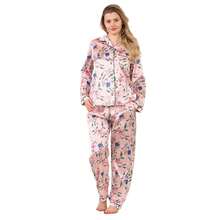 Luxury Satin Floral Pyjama Set – Long Sleeve, Button-Up & Pockets - Baby Pink - View 7