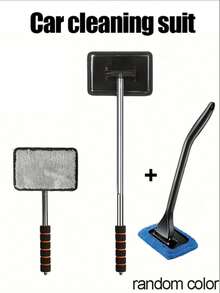 1-3件套汽车清洁刷套装，包含可伸缩汽车挡风玻璃除尘器、汽车出风口刷、可拆卸手柄超细纤维清洁刷。静电除尘器、汽车清洁除尘器、汽车内饰挡风玻璃清洁刷、可伸缩汽车后视镜橡皮扫帚、适用于雨雾天气的便携式车辆内外饰配件、可伸缩至50厘米、多功能汽车护理、简洁实用的设计、挡风玻璃清洁工具套装 - 彩色 - 查看 9