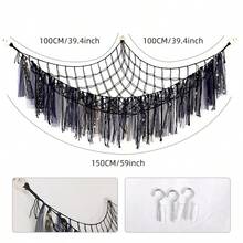 1pc Large Plush Doll Hammock Hanging Storage Rack, Bohemian Style Home Living Room Bedroom Decor, Cute Handmade Crochet Triangle Hammock 100 X 100 X 150 Cm, (No Lights Included) - Multicolor - View 7