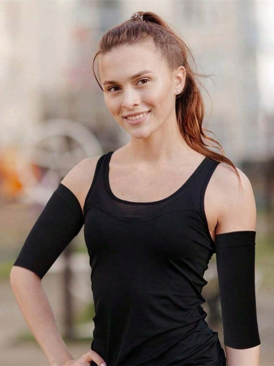 2 Pcs Compression Arm Sleeves, Slimming Arm Shaper, Suitable For Fitness Exercise, Slim And Tight Elastic Elbow Shaper Gym Gym Accessories Coderas - Multicolor - View 1