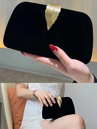 Una piccola borsa da donna per una cena di gala di una socialite di lusso europea e americana con stampa a foglia d'acero, da abbinare a un abito da sera in cheongsam. Una borsa a tracolla per damigelle, banchetti e abiti da sera per feste annuali.