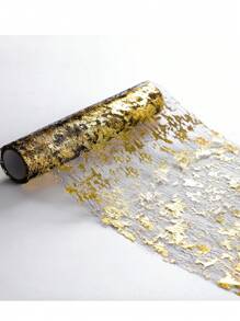 Goldfarbener Tischläufer, paillettenverzierter glitzernder Metallfolientisch-Läufer, goldene Tischdekoration für Tischsets, Hochzeitsdekoration, Veranstaltungen, Geburtstagsfeste, Weihnachten, Blumensträuße, Geschenkverpackungen