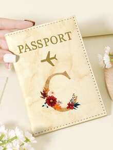 1pc A-Z 26 Letters Fashionable Letter Print Stylish Burgundy Passport Cover, Premium PU Leather Passport Wallet With Multi-Card Pockets For Credit Cards, Boarding Passes, And IDs, Compact And Portable Travel Essentials Organizer For Women, Men Graduation - Pink - View 96