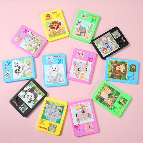 Set de 10 piezas de juguetes de rompecabezas de animales, regalos para fiestas de cumpleaños, relleno de piñatas y recompensas, en colores surtidos, adecuados como regalos de Pascua, Halloween, Navidad, invierno, Año Nuevo, decoración de habitación de Pascua