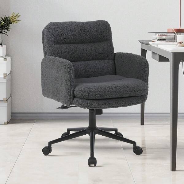 Ralex-chair Office Chairs For Home, Faux Cashmere Desk Chair With Adjustable Height, Comfortable Computer Chairs Bedroom Chair, Faux Fur Office Chair