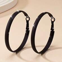 1 Pair Chic Pink Exaggerated Hoop Earrings, Minimalist & Festive Style Suitable For Women's Daily Wear - Black - View 12