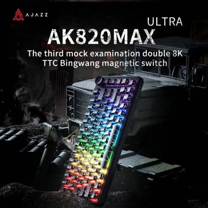 AJAZZ AK820MAX ULTRA 3-Mode Magnetic Axis Mechanical Keyboard, 5-Layer Infilling TTC King Soldier Magnetic Axis, Full-Key Hotswap, RT0.01 Web Driver