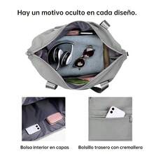 Bolsa de viaje plegable de gran capacidad para mujer, bolso de hombro portátil para ejerciciO, MULTIFUNCIONAL de gran capacidad. - Gris - Ver 9