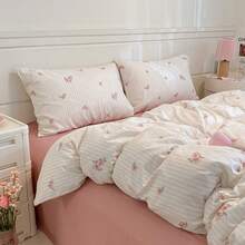 1 Set 3 Pieces Ditsy Floral Bedding, Vintage Ditsy Floral Cozy Botanical Shabby Chic Style Quick-Drying Textile Set, Breathable Machine Washable, Suitable For Spring/Summer Bedroom Decor (1 Duvet Cover + 2 Pillowcases), Pillow Case Patterns Randomly Cut - Washed Cotton Floral - View 20