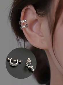 GAGAFEEL Un par de pendientes de aro geométricos elegantes de plata esterlina 925 de moda para mujeres, joyería de regalo para uso diario, fiesta o amistad