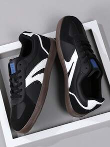 Men's Retro Casual Soft Bottom Shoes, Lightweight Lace-Up Round Toe Sneakers, Size Up To 46, Suitable For All Seasons - Multicolor - View 6