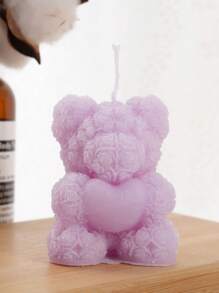 1pc Rose Flower Valentine's Day Heart Small Bear, Suitable For Graduation Season, Wedding Favors, Wedding Table Decor, Holiday Atmosphere. Candle And Aroma Diffuser Set For Girlfriend, Pink/Red/White Romantic Creative Room Decor, Love Confession, Scented Candle Storage, Gift For Girlfriend Holiday Romantic Atmosphere Home Decor Gifts Birthday
