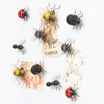  1/5pcs/Set Fridge Magnets, Realistic Insect Design - Fly, Ant, Bee, Beetle, Ladybug, Funny Insect Refrigerator Stickers, Home Decor