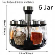 Revolving Spice Rack Organizer - Spinning Countertop Herb And Spice Organizer With 6 And 12 Glass Jar Bottles (Not Include Spices )
