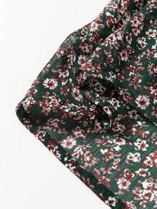 Acelitt 夏季碎花褶皱前片拼布灯笼袖连衣裙