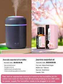 Umidificatore mini colorato, capacità 300ml, alimentazione USB, 3 colori opzionali, con nebbia fredda e luce atmosferica luminosa, 5 tipi di oli essenziali aromatici opzionali. Lo spray per aromaterapia è adatto per auto, camere da letto, soggiorni, scrivanie, umidificatori per auto di piccole dimensioni, regali per l'atmosfera della camera da letto, utilizzato per l'umidificazione quotidiana dell'aria, l'integrazione dell'acqua e la prevenzione dell'essiccamento