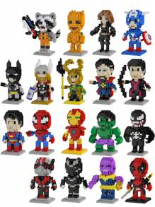 Takara Tomy Spider-Man Building Blocks IronMan Groot Brick Cartoon Character Rocket Raccoon Micro Rhinestone Small Particles Assembled DIY Building Block Toys Children Birthday Gift