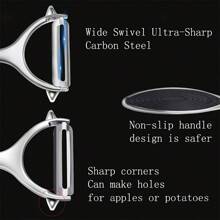 2 Packs Stainless Steel Vegetable & Fruit Peelers With Anti-Slip Handles And Sharp Blades - Metal Straight Edge Peelers For Precision Peeling, For Food Contact, Kitchen Gadgets
