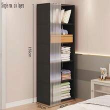 Easy Assembly Office Bookshelf, Simple Multi-Layer Home Clothes Storage Cabinet, Multi-Functional Classroom Miscellaneous Storage Cabinet, Small Dust-Proof Wardrobe Storage Rack For Rental Bedroom - White - View 18