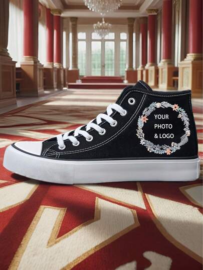 Anpassbare DIY Unisex Canvas Mid-Top Sneakers, minimalistisches Design, Gummisohle, geeignet für Outdoor, Freizeit, alle Jahreszeiten