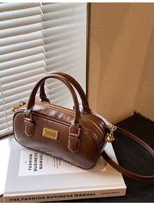 韩版保龄球造型女士手提包，2025新款时尚单肩斜挎方形包，复古波士顿风