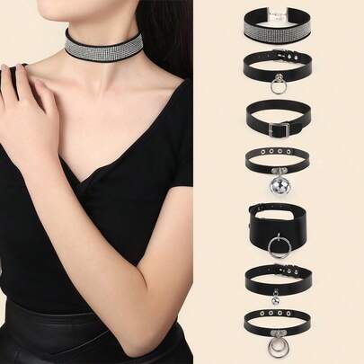 طقم قلادة خرزة للنساء مكون من قطعة واحدة، يشمل قلادة معلقة بحلقة، قلادة بقلاب كبير، قلادة مستطيلة، قلادة بحلقتين، قلادة بقلاب صغير، قلادة بحلقتين كبيرة دائرية، قلادة بوهيمية عصرية قابلة للتعديل